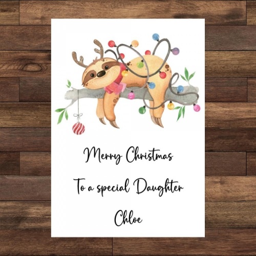 Personalised Sloth Christmas card